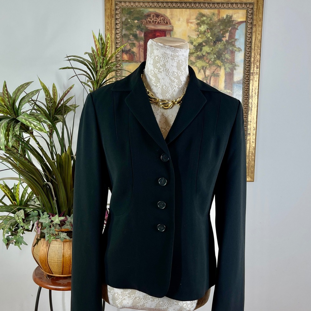Ann Taylor Blazer Women 2 Black Triacetate Blend Tailored 4-Button Suit Jacket